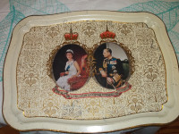 Vintage 1977 Queen Elizabeth & Prince Philip metal tray