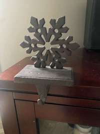 Black cast iron Christmas Mantel stocking holder