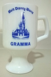 Vintage Walt Disney World Milk Glass Pedestal "GRAMMA" Mug