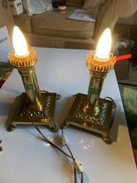 PAIR BRASS PARIS ORIENT EXPRESS ISTANBUL  LAMPS