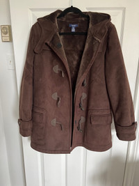 New Womens brown suede winter coat with hood by CHAPS