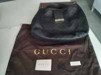 GUCCI Black leather handbag-Guccissima