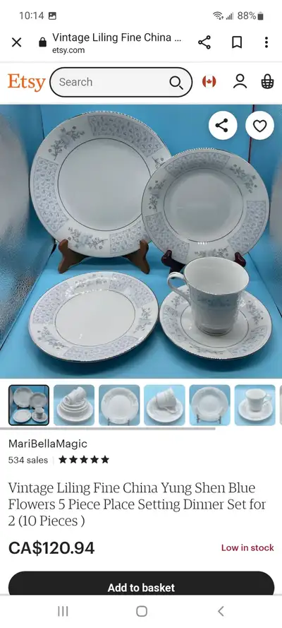 Vintage LILING Fine China Yung Shen 20 piece dish set, View more