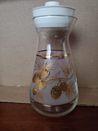 Vintage Glass Carafe with Gold Design