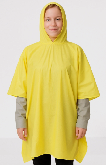 Rain Poncho With Hood size 52” X 80” 1EJY3 PVC Nylon Yellow NEW, View more