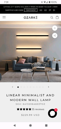 Ozarke Linear Minimalist and Modern Wall Lamp, 60" 