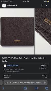 Mens Tom Ford bi-fold Wallet