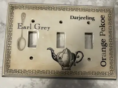 Ceramic 3 gang light switch cover for tea lovers!, View more