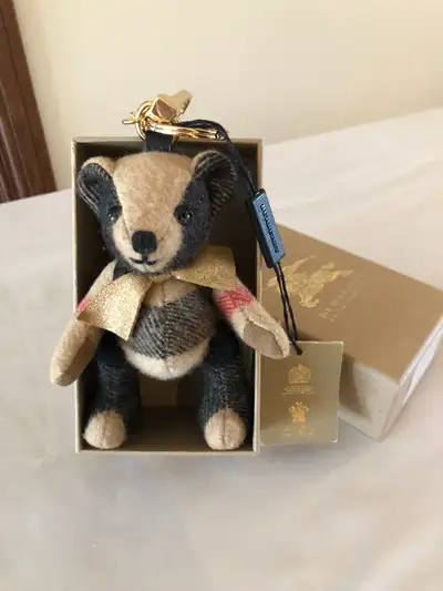 Burberry Thomas Bear with backpack, key ring charm In original packaging with tags still on Polished...