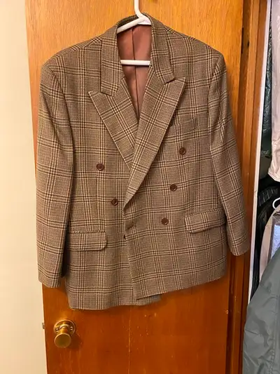 90s Vintage CRICKETEER Double-Breasted Glen Plaid Blazer, View more