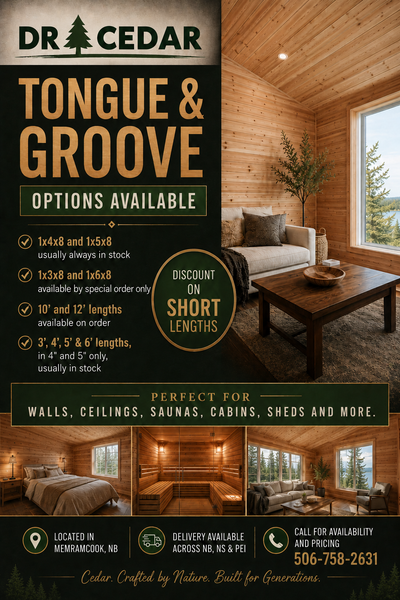 CEDAR TONGUE & GROOVE  / RAINURE & LANGUETTE EN CEDRE, View more