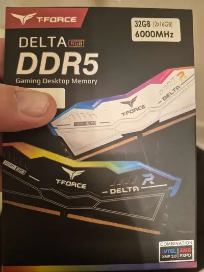 T-Force Delta RGB DDR5 32GB (2x16) 6000mhz black RAM, View more