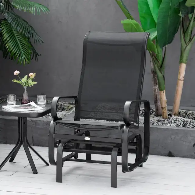 Patio Glider with Breathable Mesh Fabric, Black Color  in Patio & Garden Furniture in Markham / York Region - Image 10
