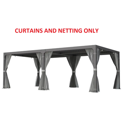 REPLACEMENT CURTAINS & NETTING FOR 24'X'12' PERGOLA/ GAZEBO- mnx, View more