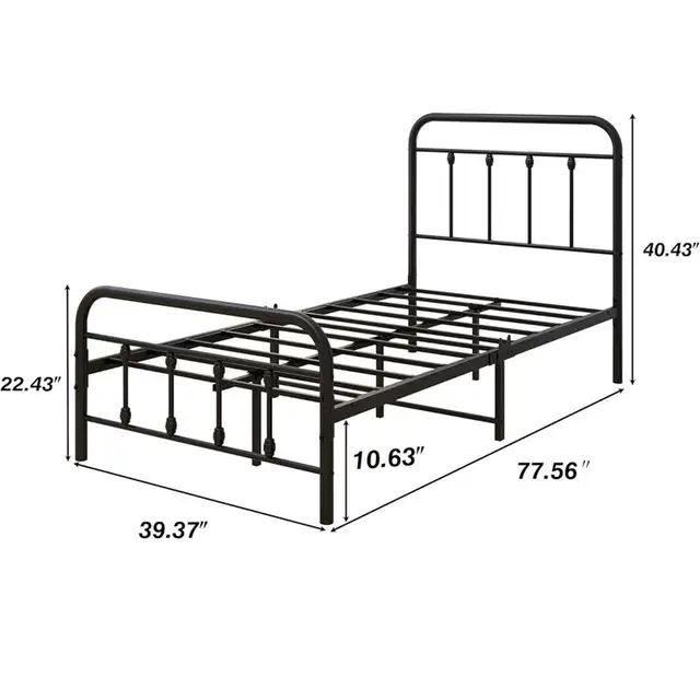 NEW - Twin bed metal frame, mattress, mattress cover in Beds & Mattresses in Kitchener / Waterloo - Image 3