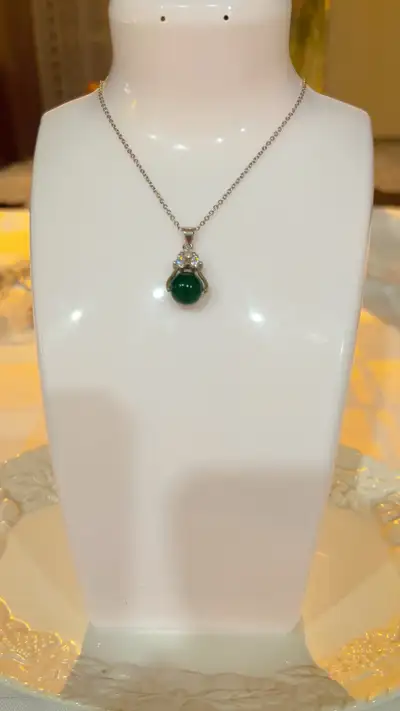 S925 silver with natural jade necklace new, View more