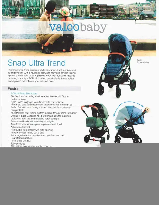 Valco Snap Ultra Trend Baby Stroller – Colour Denim in Strollers, Carriers & Car Seats in Ottawa - Image 7