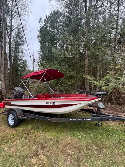 Ranger bass boat with 75 hp mariner outboard. Boat runs. All around boat could use some love, but al...