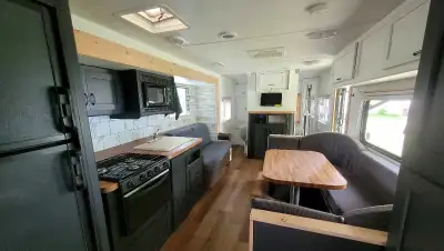Very clean, freshly renovated Forest River travel trailer 27Ft Sleeps 6 plus Queen Master bed Bunkbe...