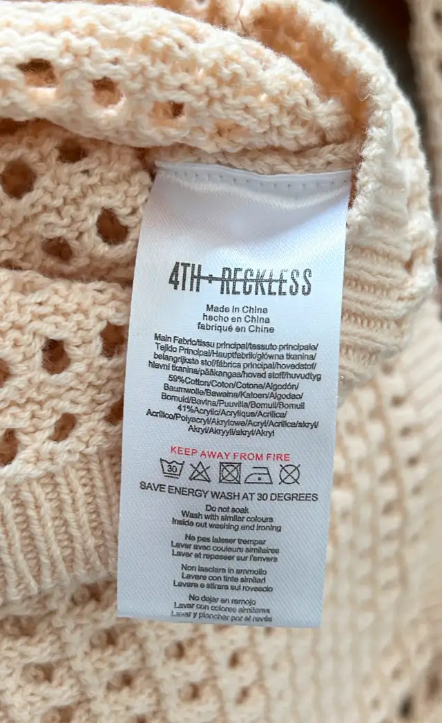 Womens Crochet-Style Cream Crop Sweater - Like-New63234728136323122