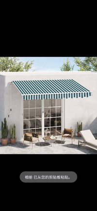 10' x 8' Manual Retractable Awning, Sun Shade Shelter Canopy