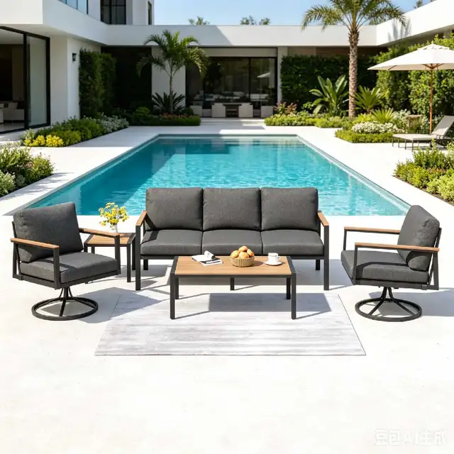 5 PC Outdoor Patio Furniture Set, 360° Swivel Rocker Chairs in Patio & Garden Furniture in Markham / York Region - Image 2