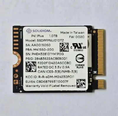 Solidigm P41 Plus 1TB M.2 2230 PCIe Gen 4 NVMe SSD - Brand New!, View more