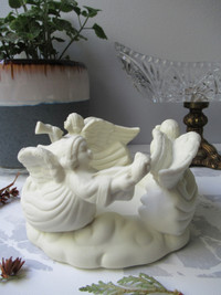 Porcelain Biscuit Candlestick "Trio of Angels", China 1990s