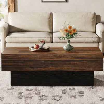 Tribesigns 55" Farmhouse Coffee Table with Sturdy Pedestal Base, View more
