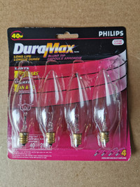 New Philips DuraMax 40w, pack of 4 clear light bulbs