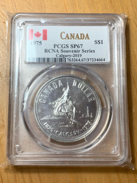 1975 Canada Calgary Silver Dollar PCGS SP-67, special slab!