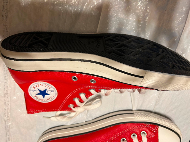 Red Leather Converse High-tops in Women's - Shoes in Saint John - Image 2