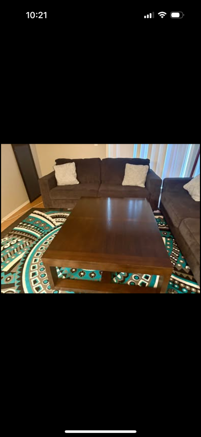 Ashley sofa set along with coffee table and rug is for sale from, View more