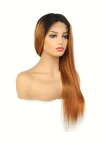 Ombre Auburn Brazilian Human Hair Lace Closure Wig