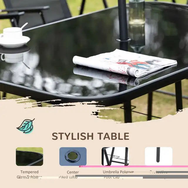 8 Piece Patio Dining Set for 6 with Umbrella, Outdoor Table and  in Patio & Garden Furniture in Markham / York Region - Image 4