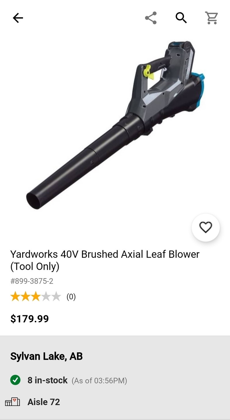 Yardworks 40v Cordless Axial Blower Lawnmowers & Leaf Blowers Red