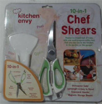 NEW Kitchen Envy 10 in 1 Chef Shears, Green / White