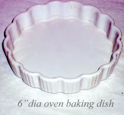 Vintage 6 inch, baking dish, scalloped, ovenproof, white, Japan, View more