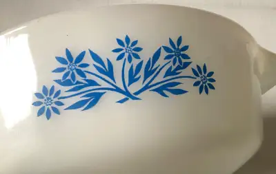 Fire King Blue Cornflower Milk Glass Casserole Oven-Proof 436, View more
