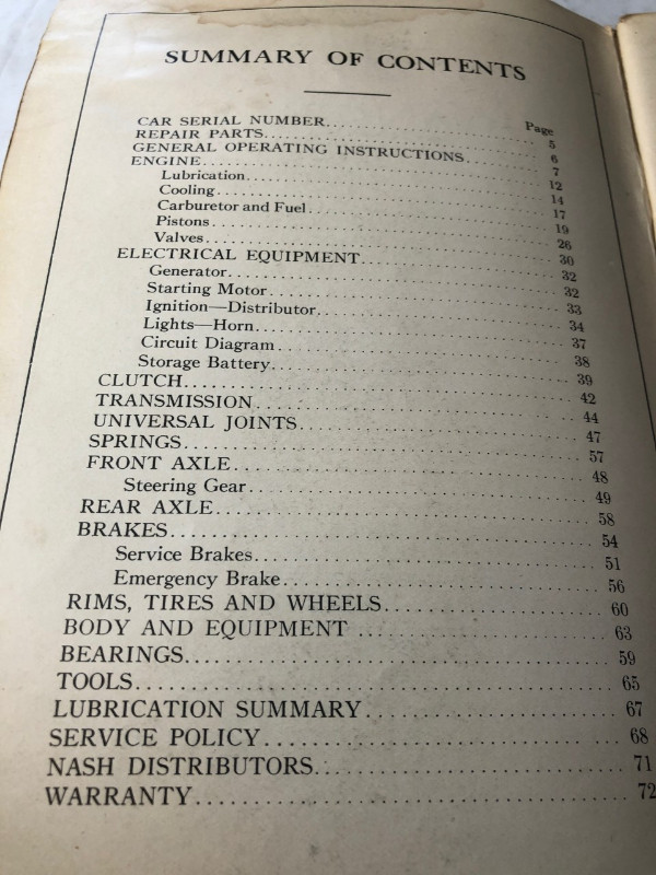 1925 NASH ADVANCED SIX SERIES 161 INFORMATION  MANUAL  #M0820 in Arts & Collectibles in Edmonton - Image 3