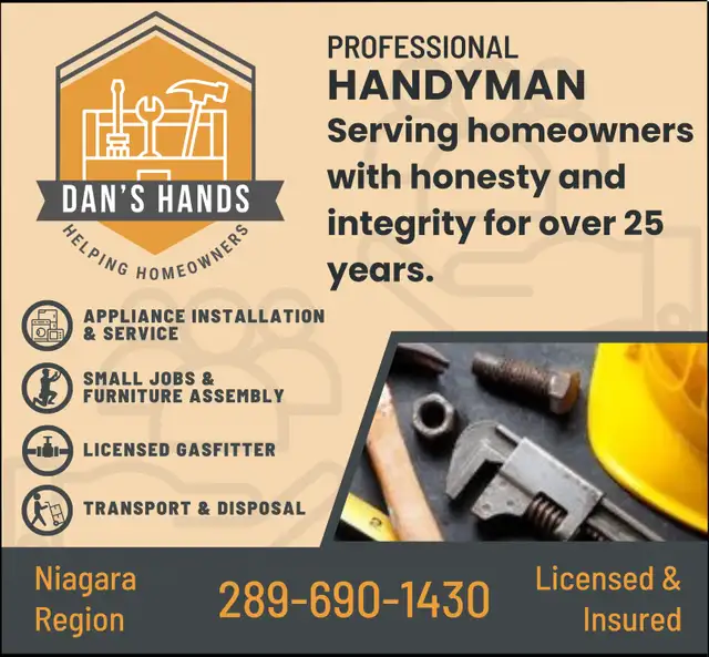 Small job handyman / Appliance Installation, Repair  / Gasfitter62864741997442121