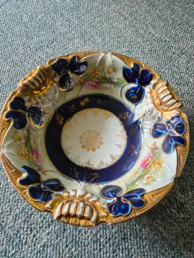Antique Blue Flowered bowl, View more