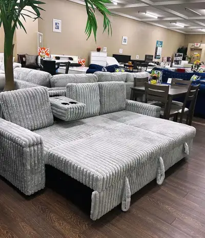 Gray Sofa Bed in Corduroy Material , View more