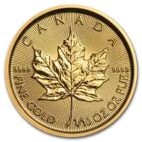 Pièce or feuille d'érable/bullion gold maple leaf 2021 1/10 oz