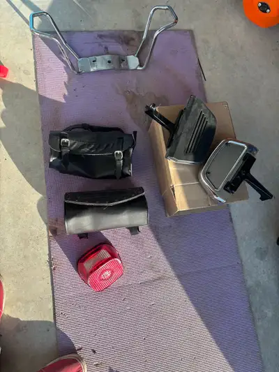 Lots of Harley parts Mostly sportster some dyna and bagger Bagger passenger floor boards, new never...