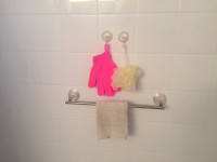Suction Cup Towel Bar & Two Hooks