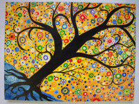 Original acrylic painting,  abstract Tree