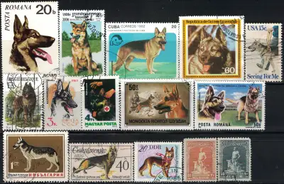 Dog, German Shepherd Stamps, 15 Different, View more