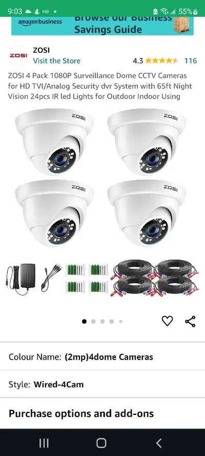 ZOSI 4 Pack fake  security cameras, View more