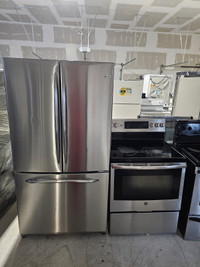 GE STAINLESS STEEL FRIDGE AND STOVE SET CAN DELIVER
